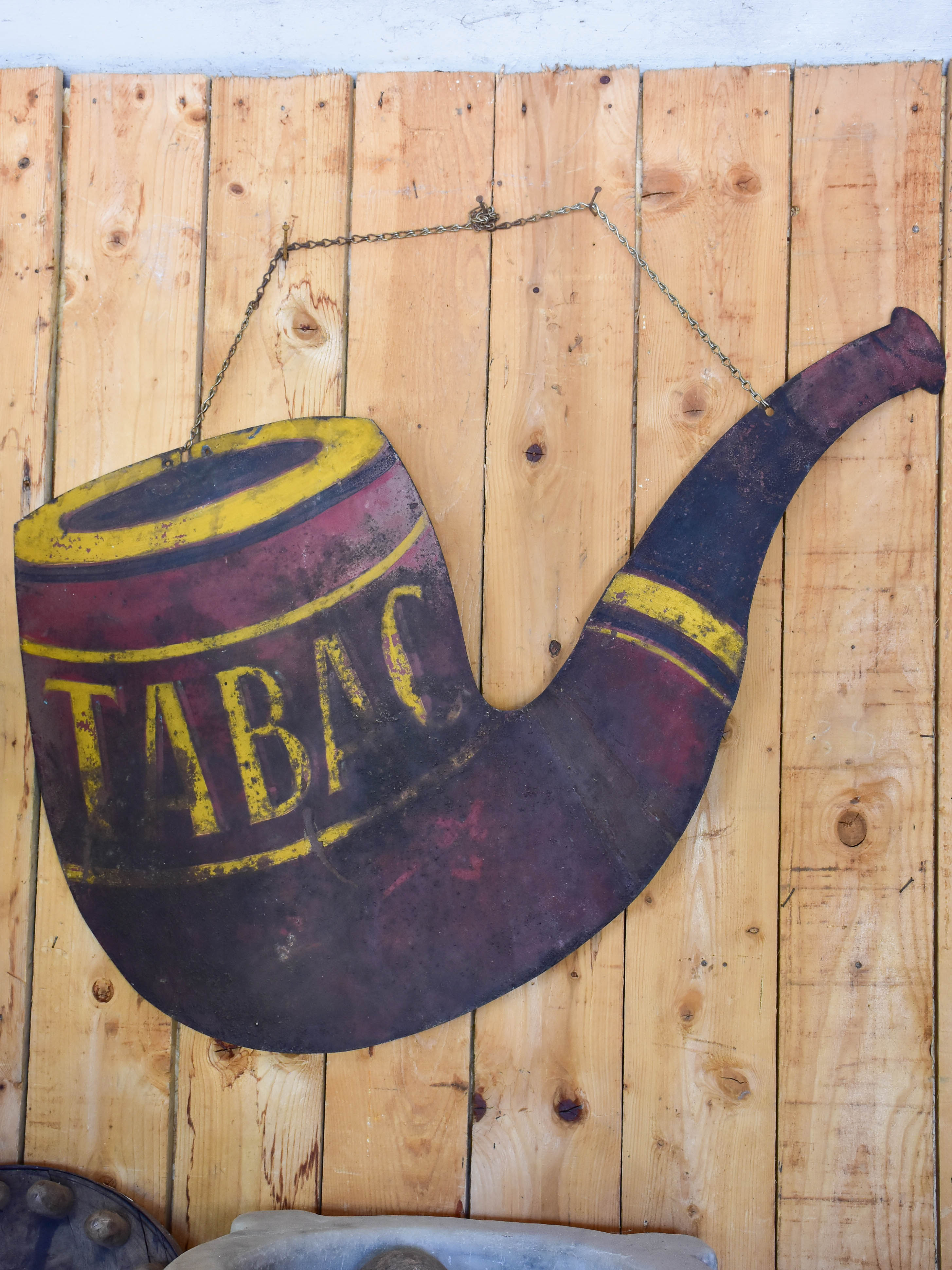 Early 20th century French tabac sign in the shape of a large pipe