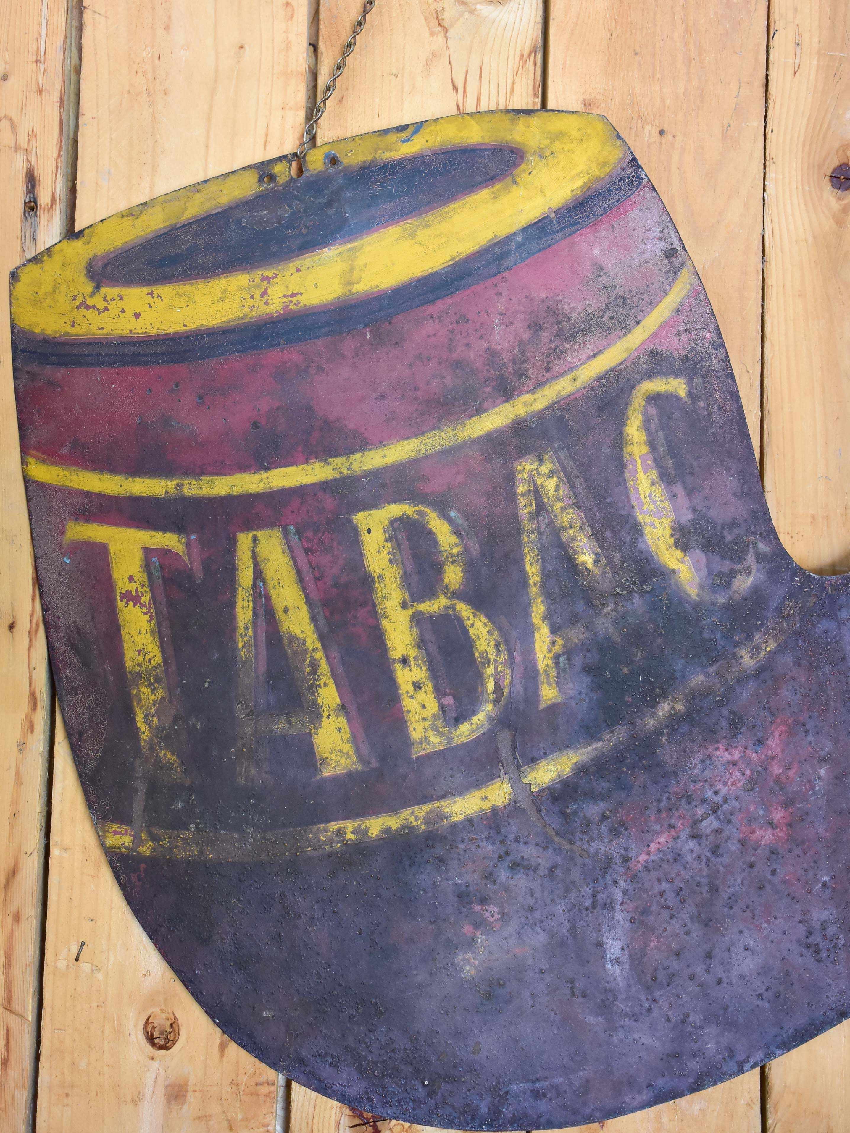 Early 20th century French tabac sign in the shape of a large pipe