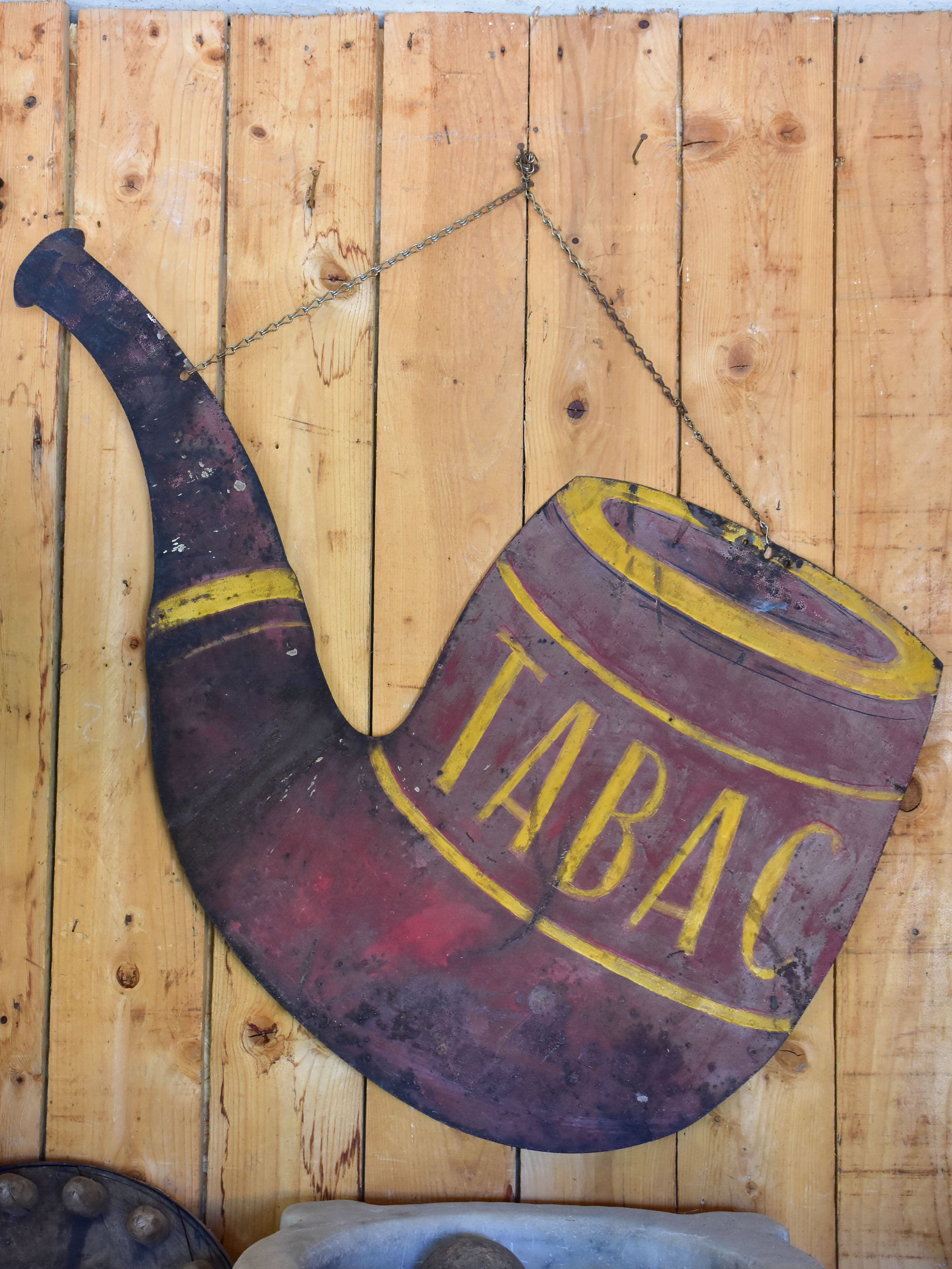 Early 20th century French tabac sign in the shape of a large pipe