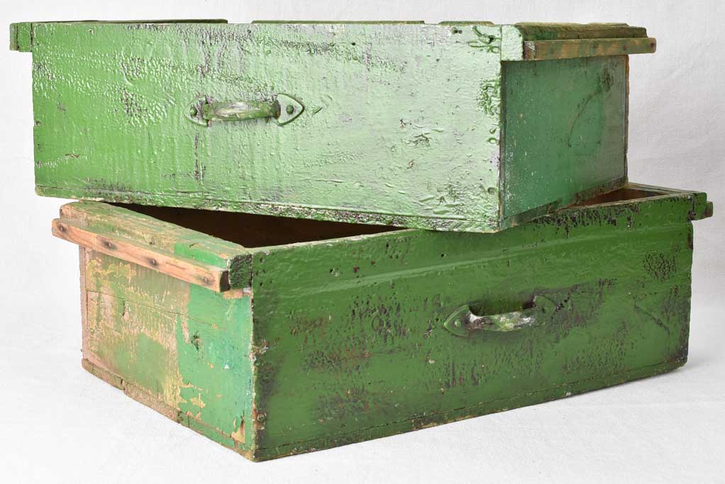 2 green painted drawers from the 1950s  -24¾" x 15"