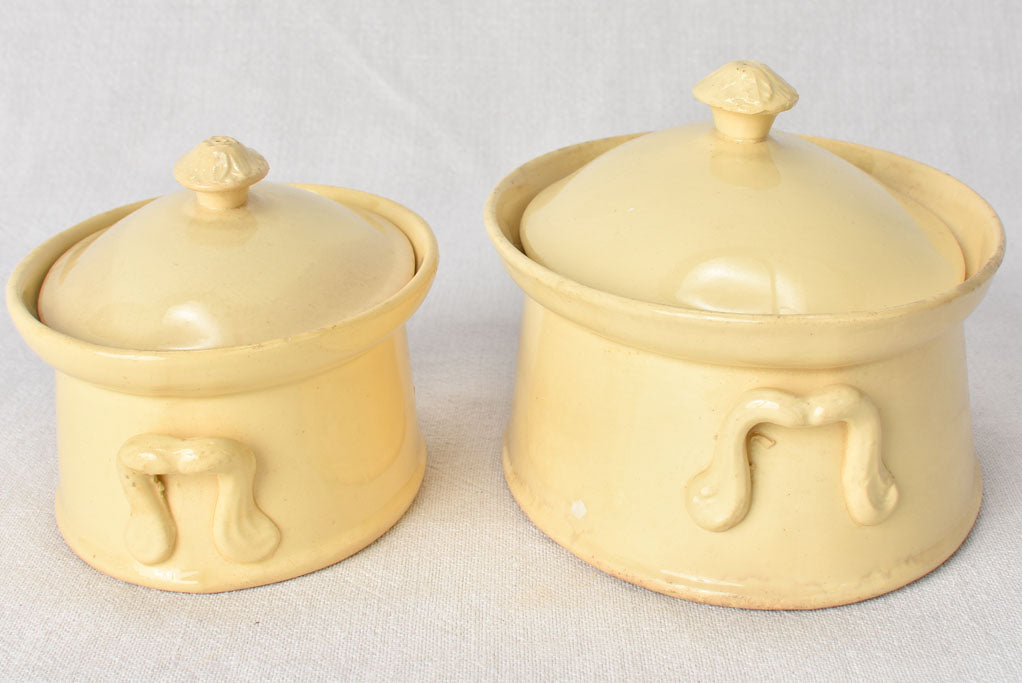 2 yellow ware terrine molds from Apt 19th century