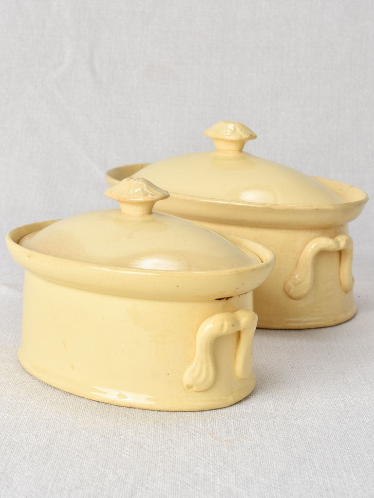 2 yellow ware terrine molds from Apt 19th century