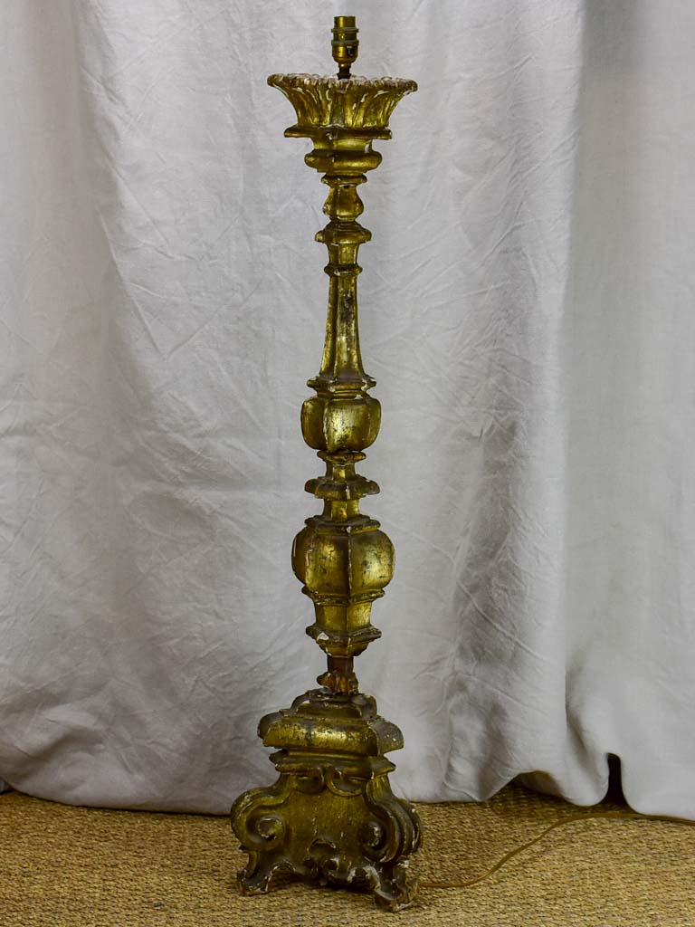 Very large 18th Century church candlestick lamp