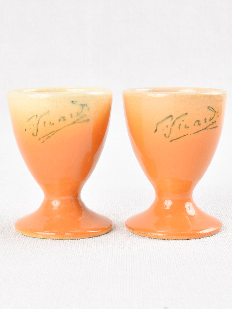 Pair of egg cups with cicadas - Sicard Vallauris 2¾"