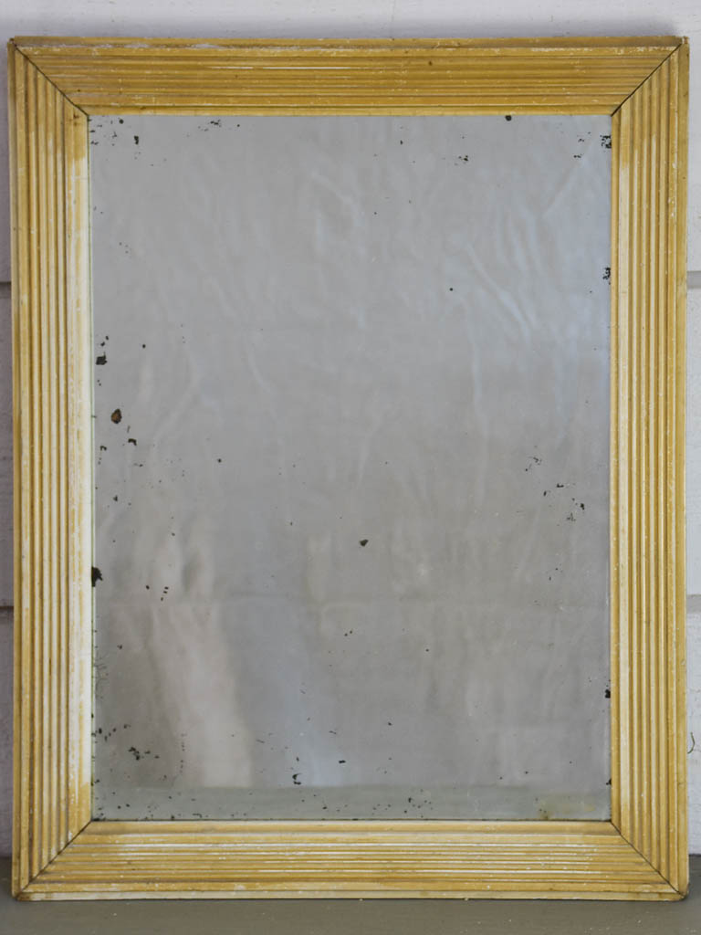 18th Century Louis XVI mirror with painted reeded frame and ripple glass 17¾" x 22½"