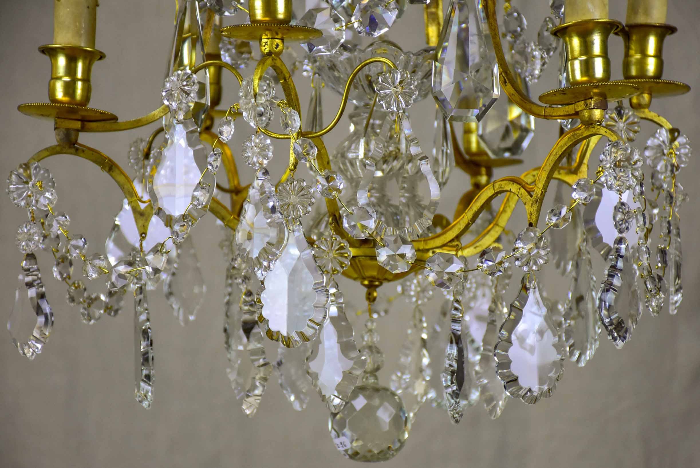 A small antique French crystal chandelier - 6 lights