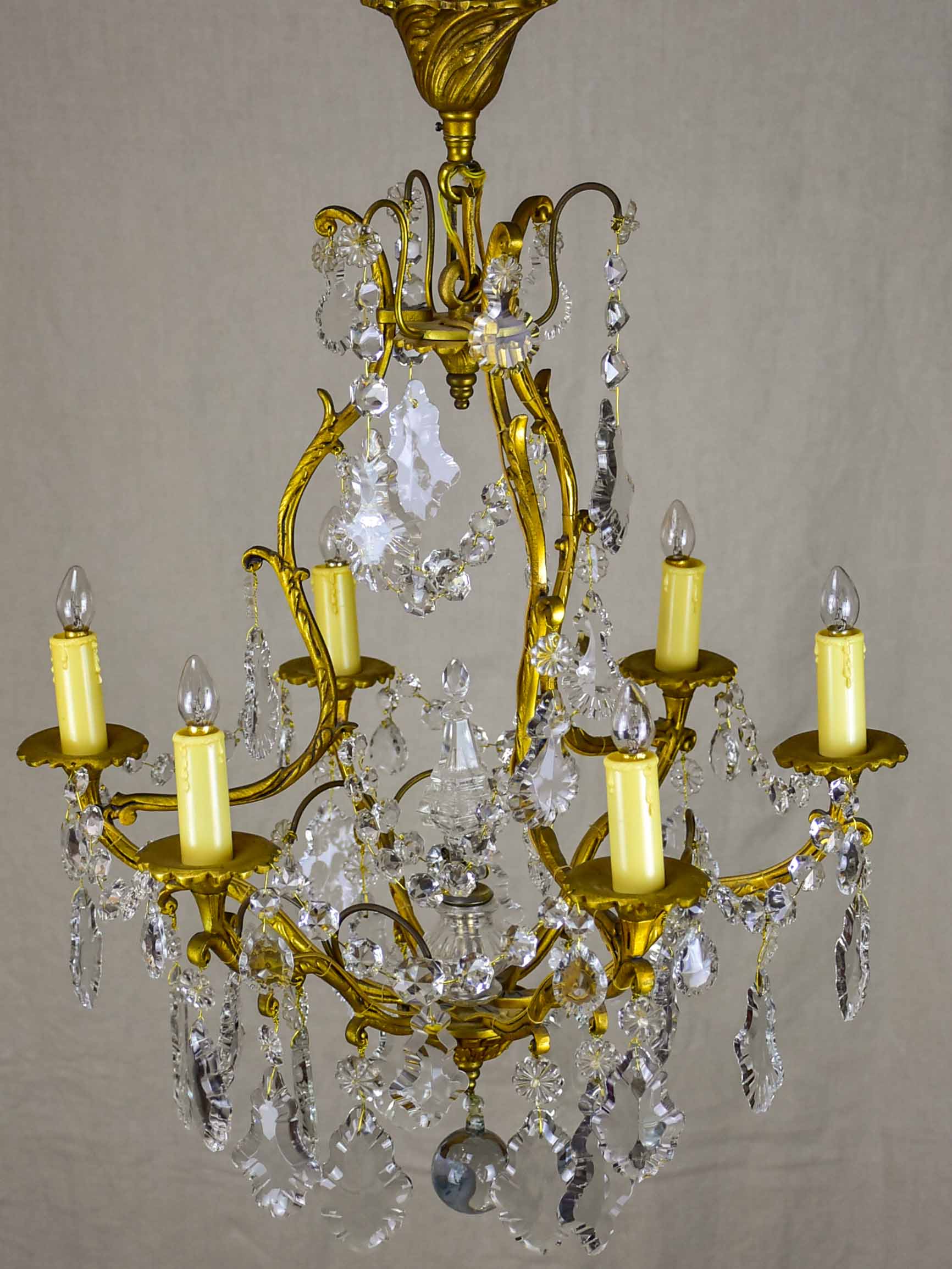 Antique French crystal chandelier - 6 lights