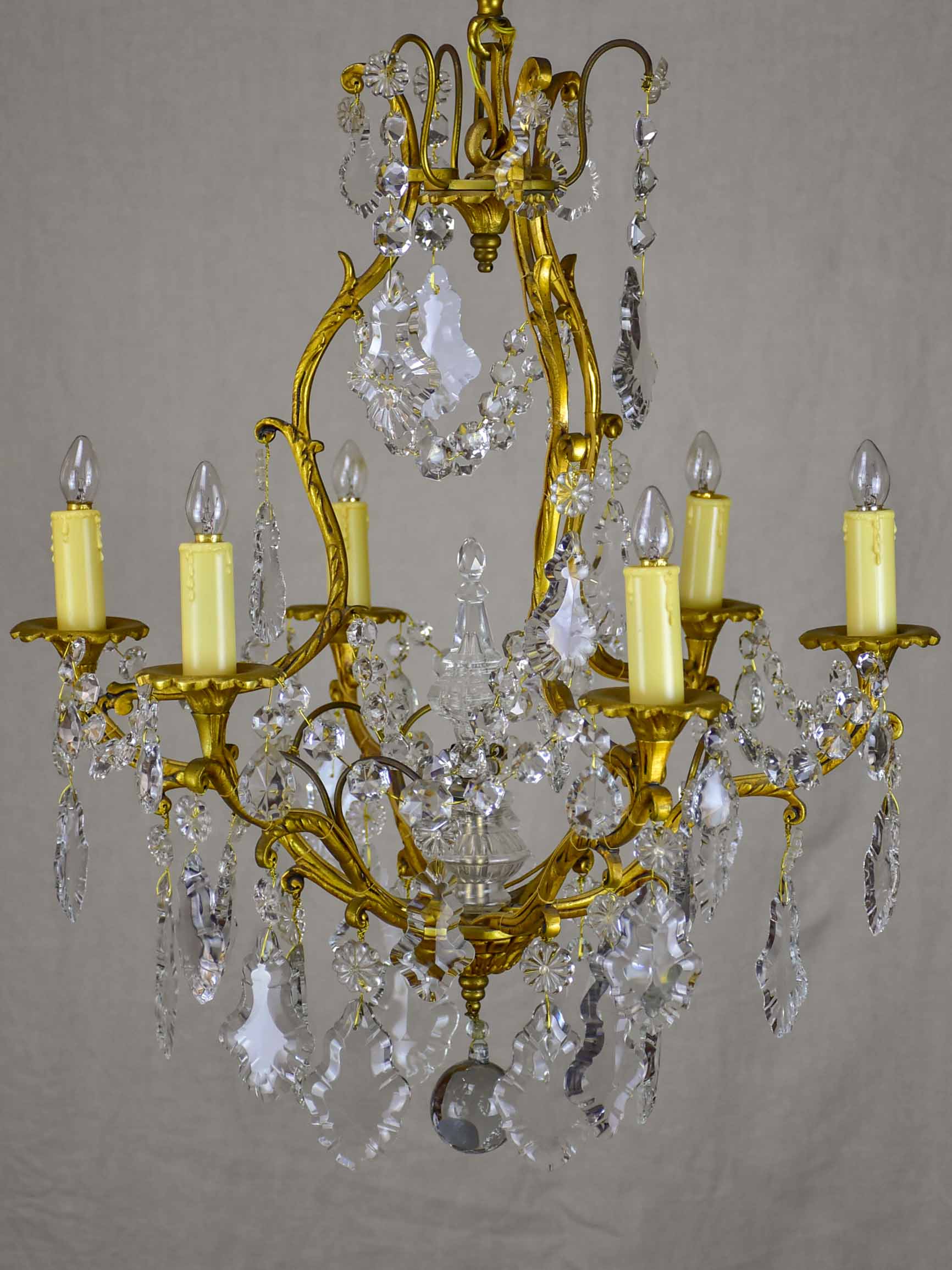 Antique French crystal chandelier - 6 lights