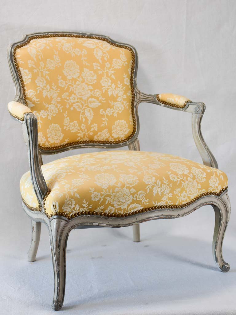 Small pair of Louis XV style fireside armchairs