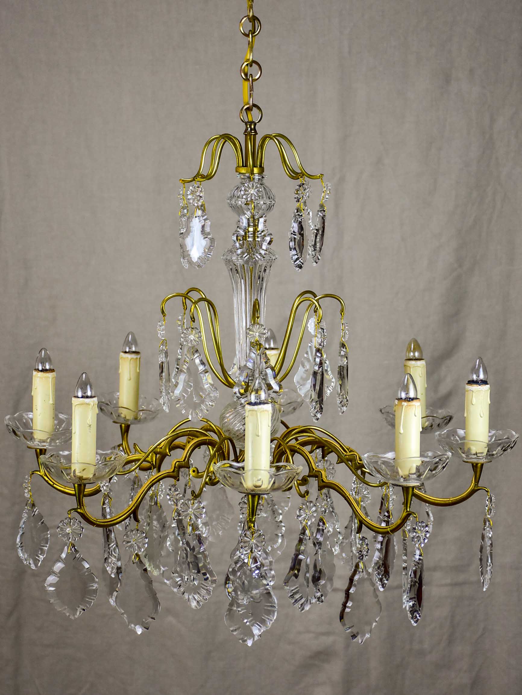 Antique French crystal chandelier - 8 lights