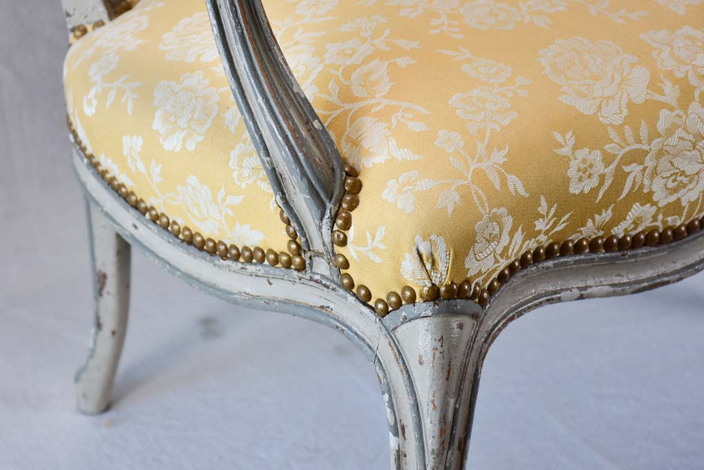 Small pair of Louis XV style fireside armchairs