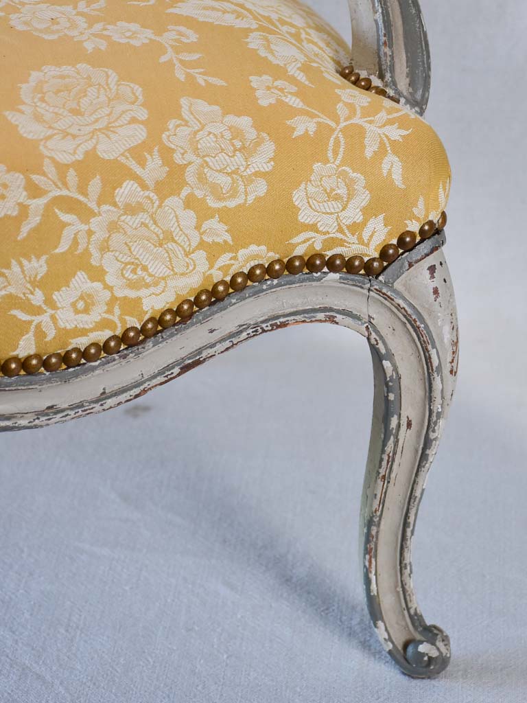 Small pair of Louis XV style fireside armchairs