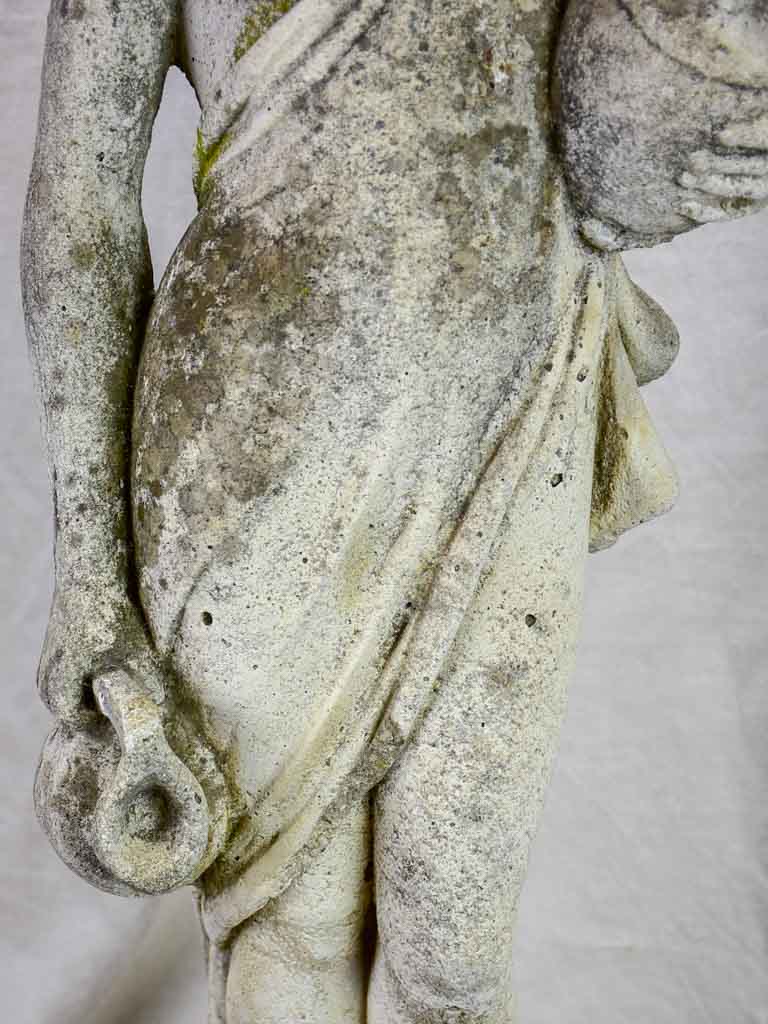 French sculpture of a draped lady collecting water 35"