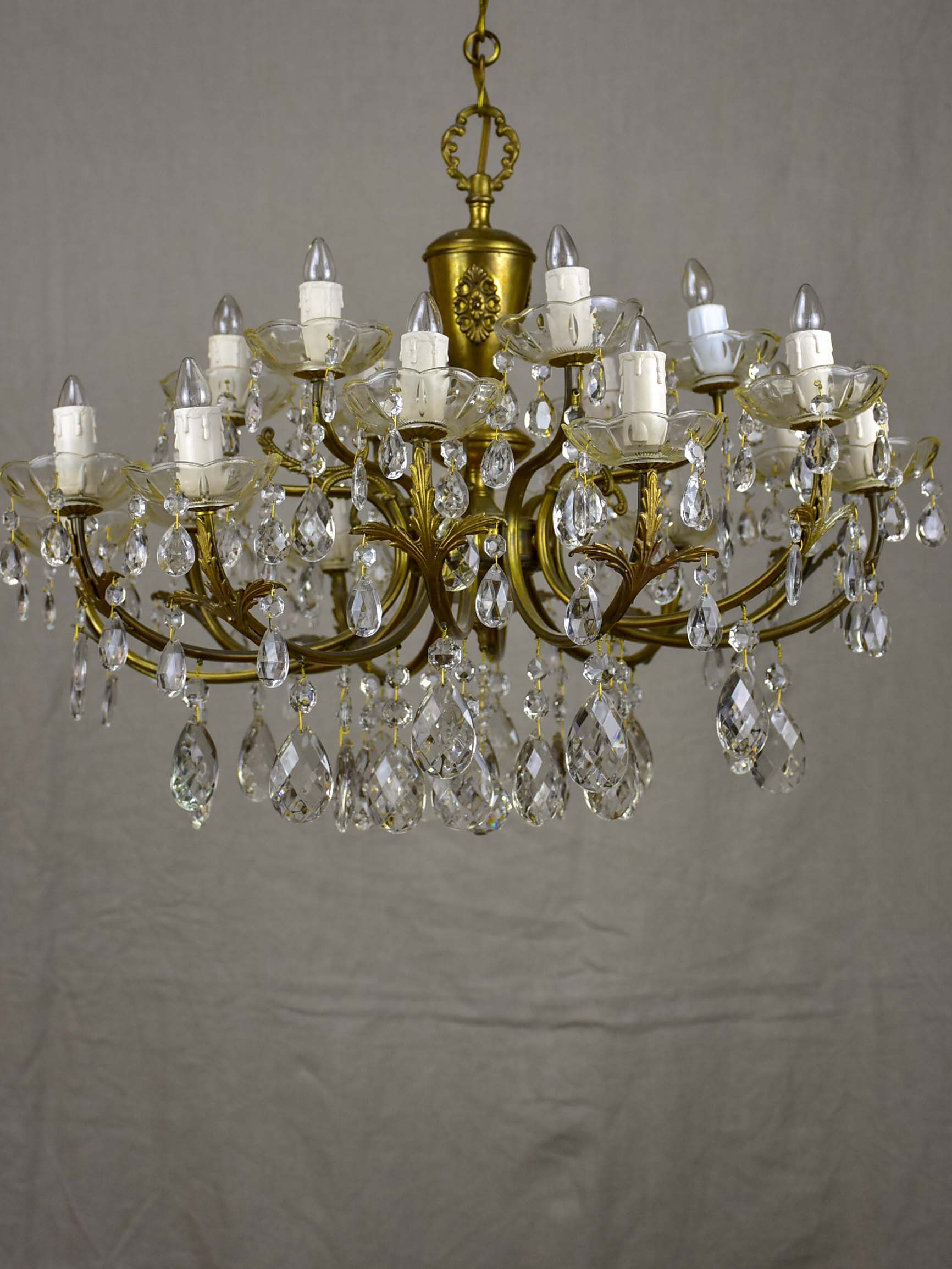 Vintage French crystal chandelier - two tiers, 18 lights