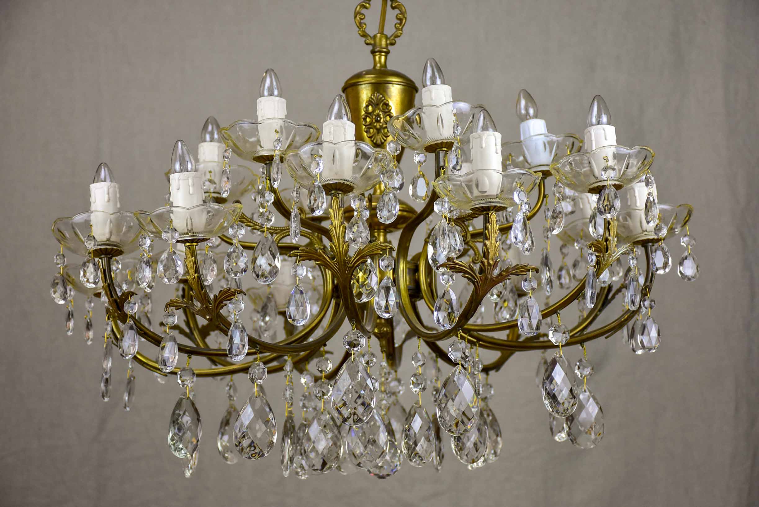 Vintage French crystal chandelier - two tiers, 18 lights