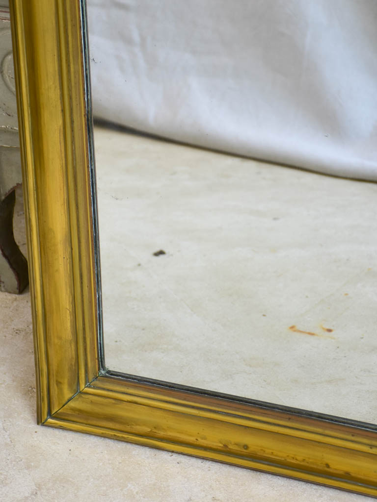 Large early 20th Century French bistro mirror with brass frame and original mirror 32¼" x 53½"