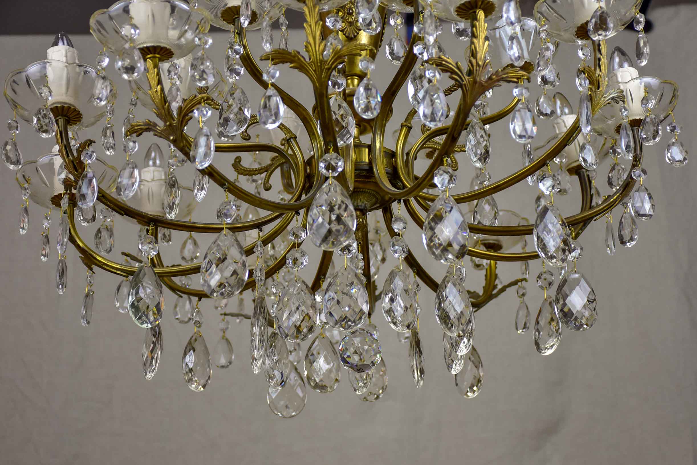 Vintage French crystal chandelier - two tiers, 18 lights