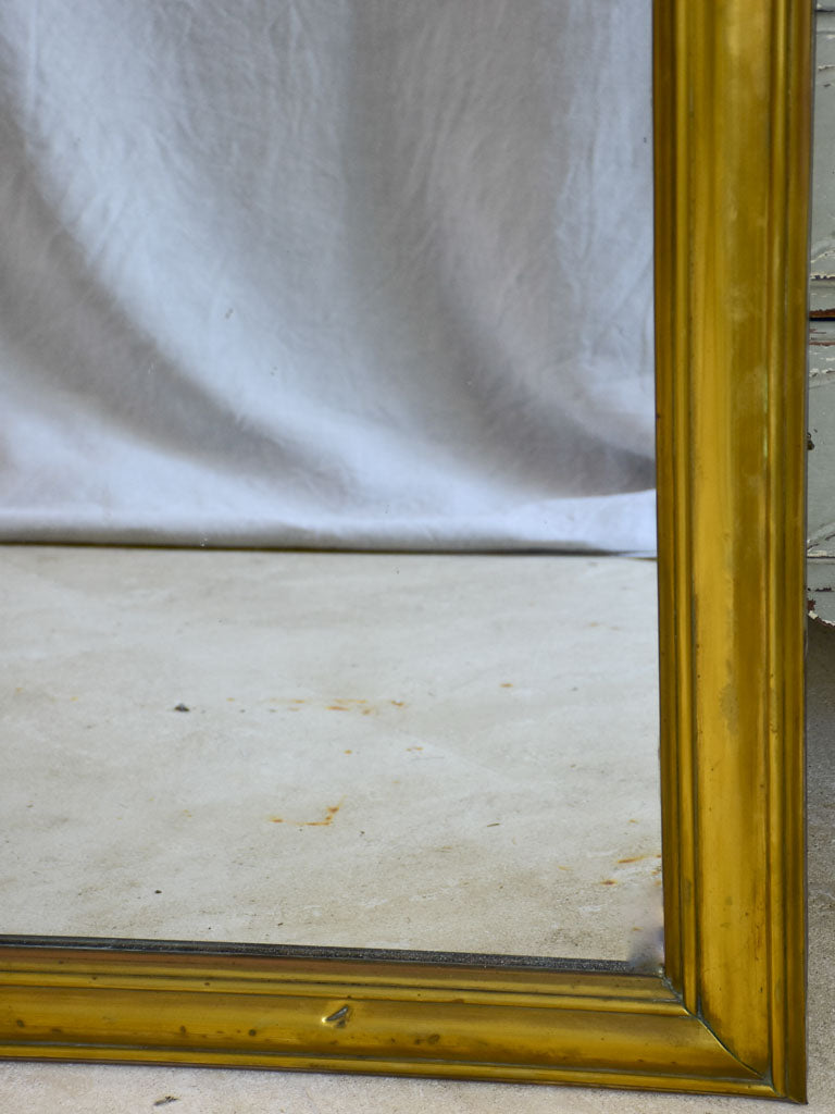 Large early 20th Century French bistro mirror with brass frame and original mirror 32¼" x 53½"