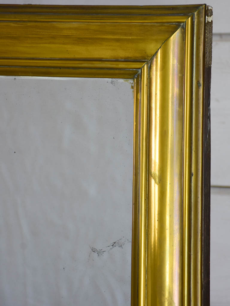 Large early 20th Century French bistro mirror with brass frame and original mirror 32¼" x 53½"