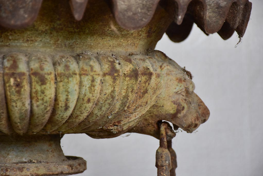 19th century French Medici urn with lion's head and loop handles 20¾"