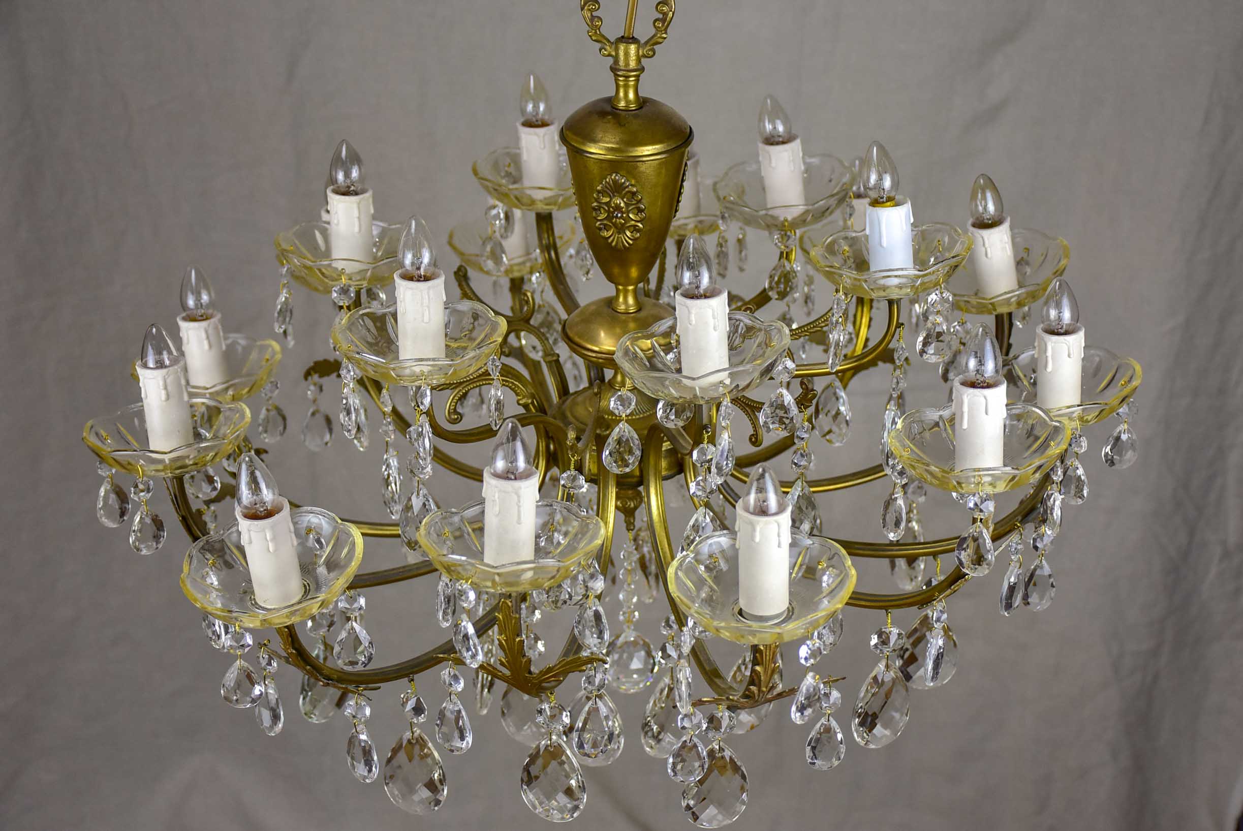 Vintage French crystal chandelier - two tiers, 18 lights