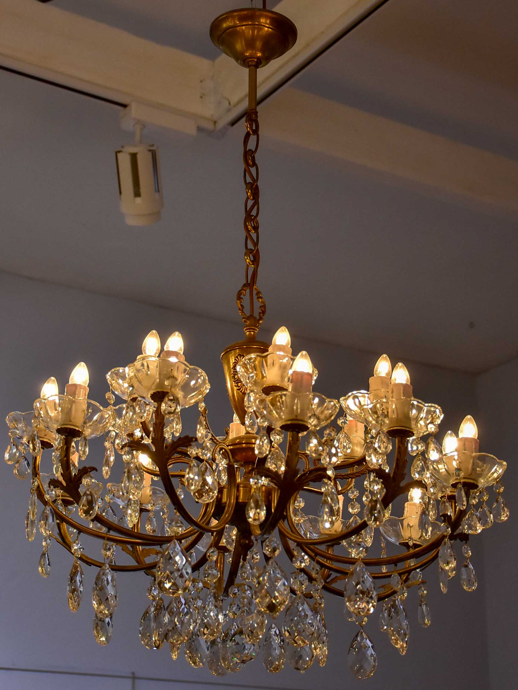 Vintage French crystal chandelier - two tiers, 18 lights