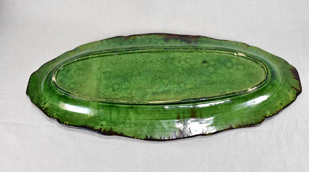 Large French platter with green glaze 1940's 23¼"