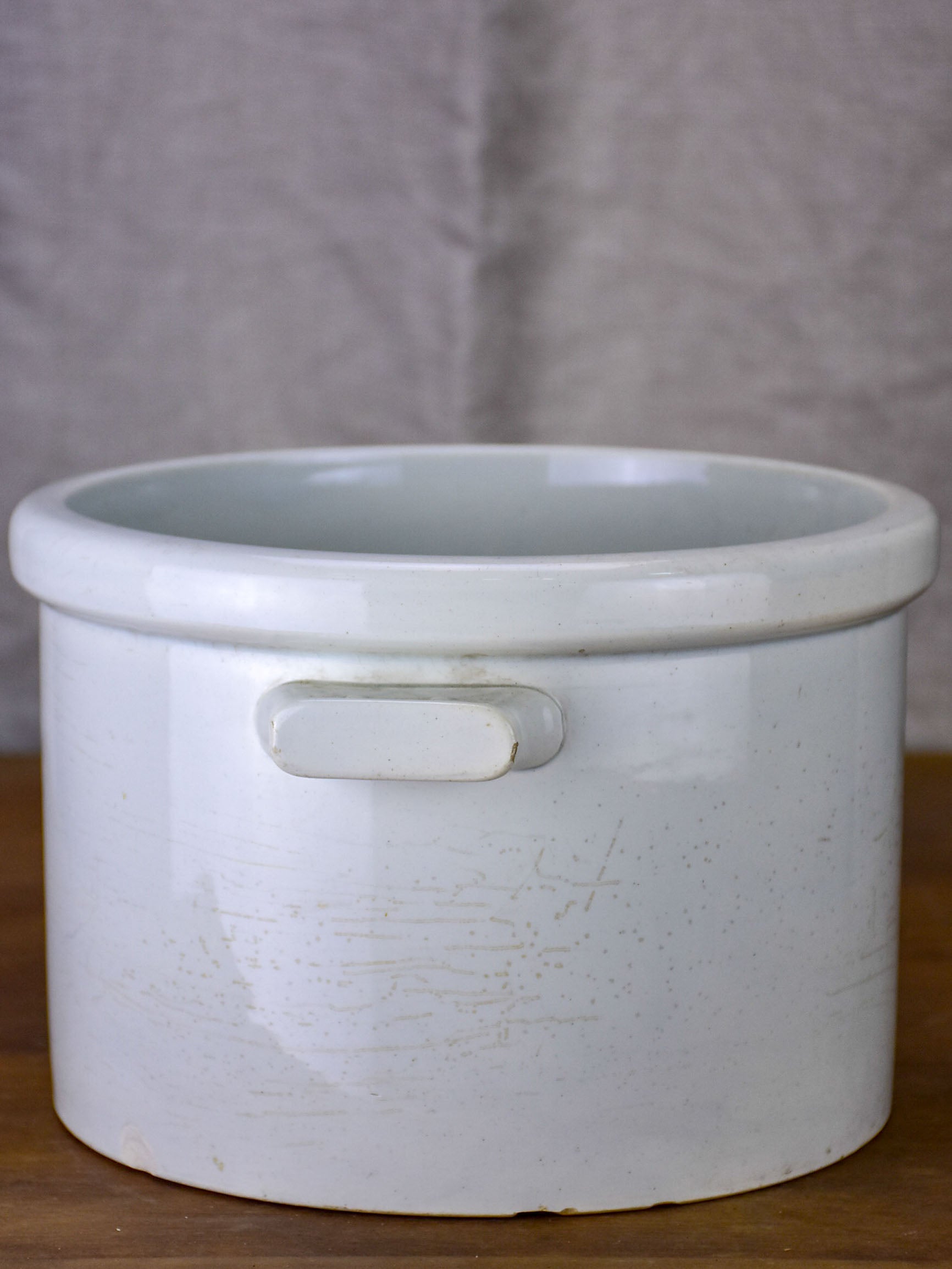 Large white antique French ironstone bowl