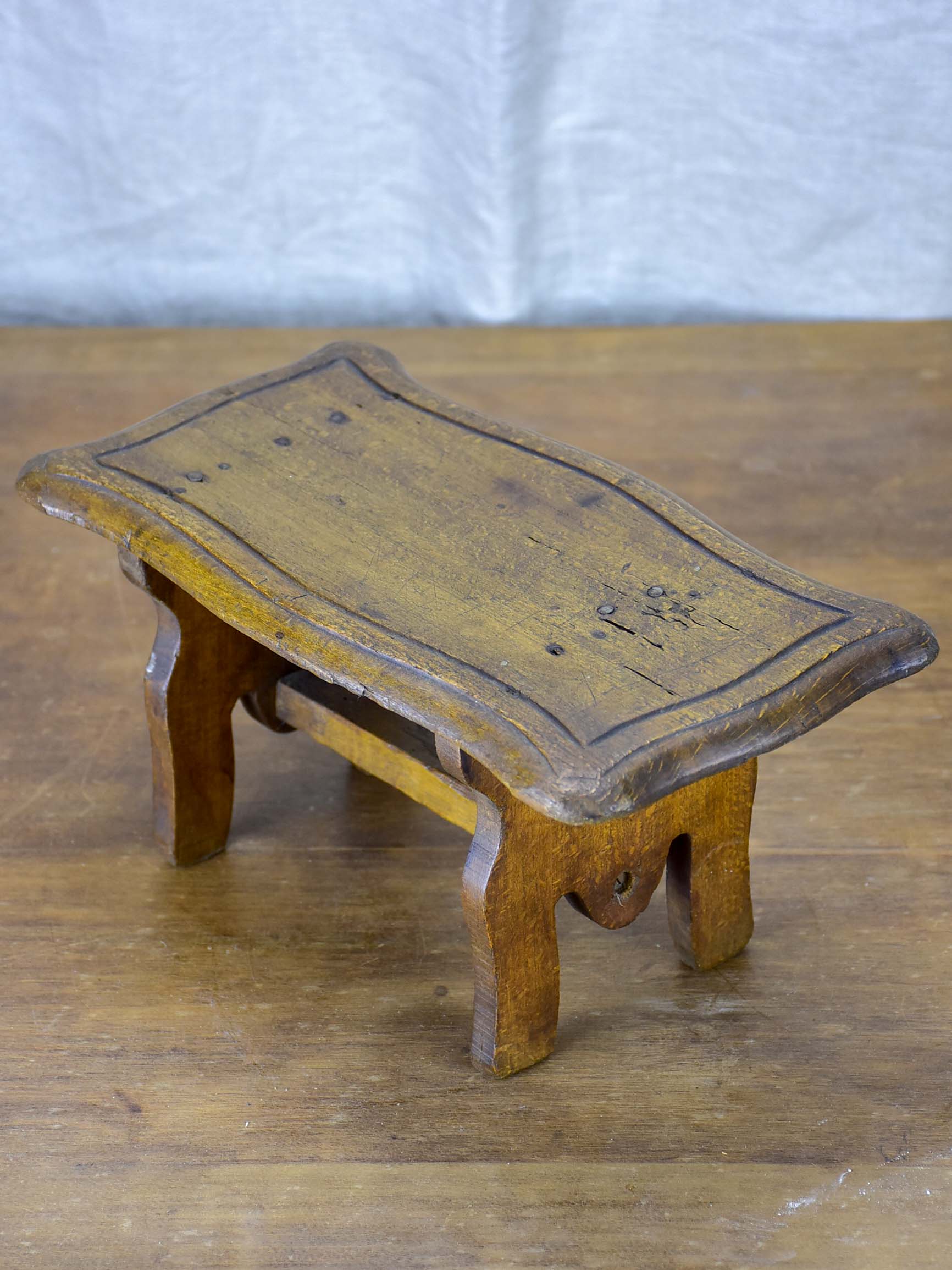 Antique French wooden footstool