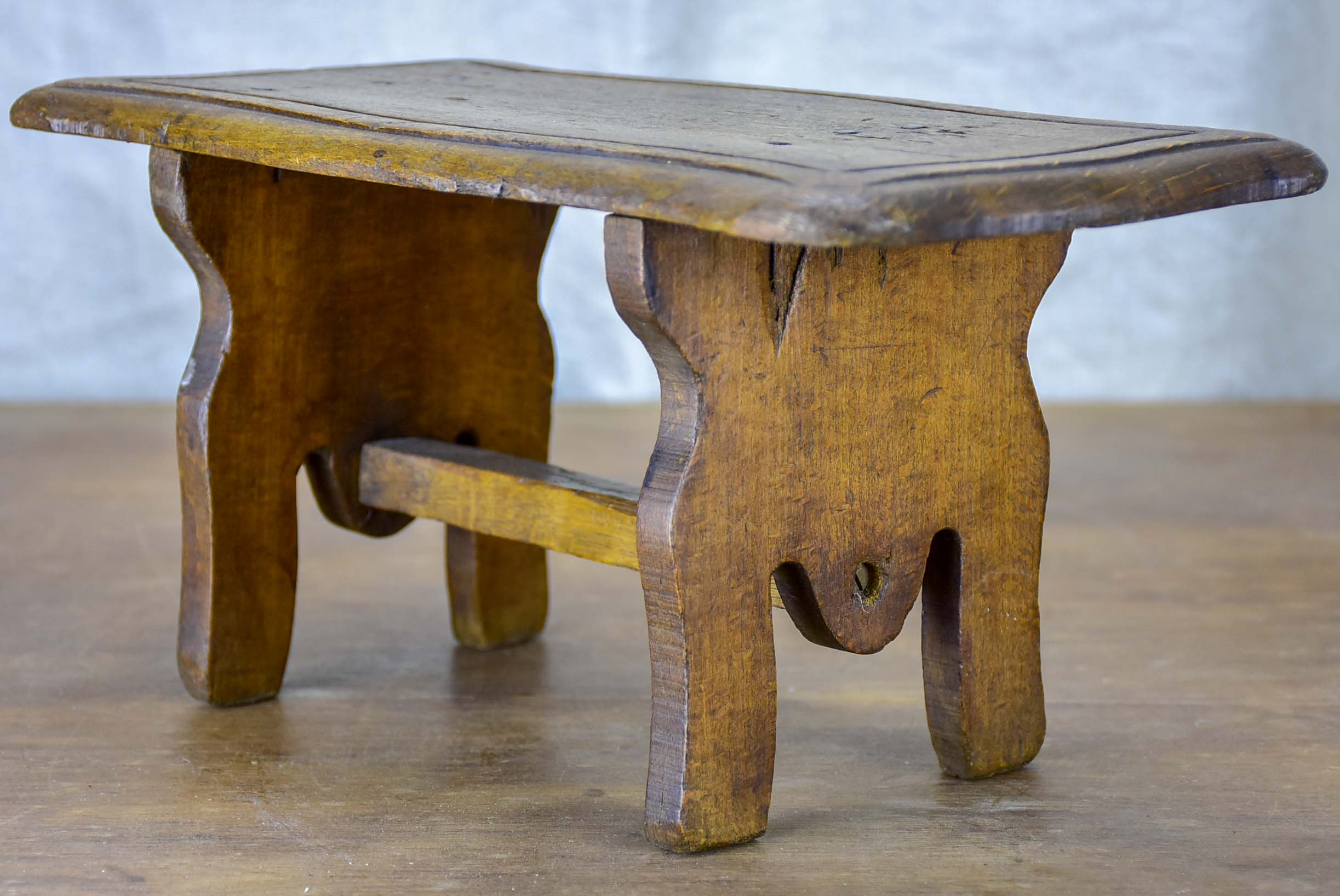 Antique French wooden footstool