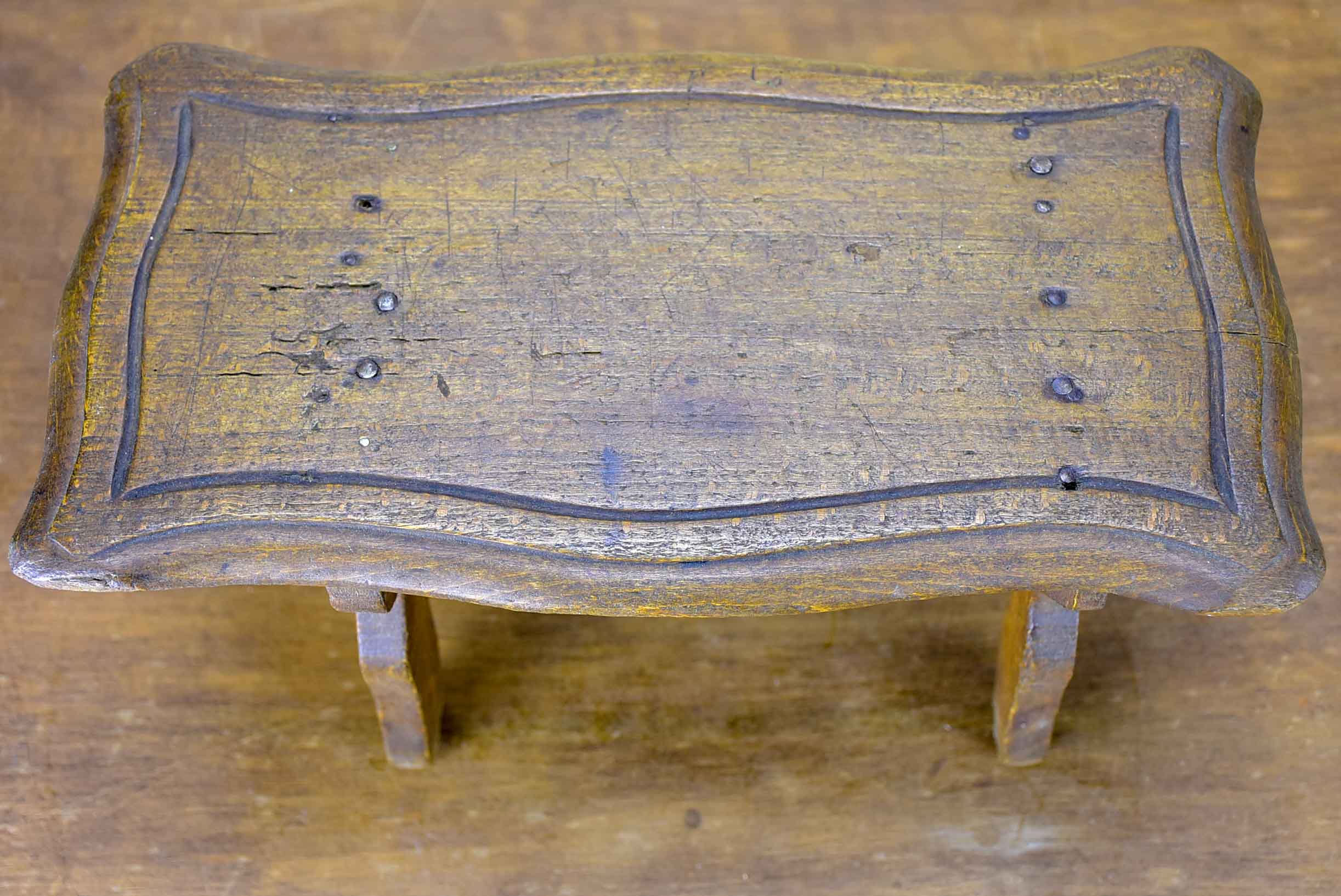 Antique French wooden footstool