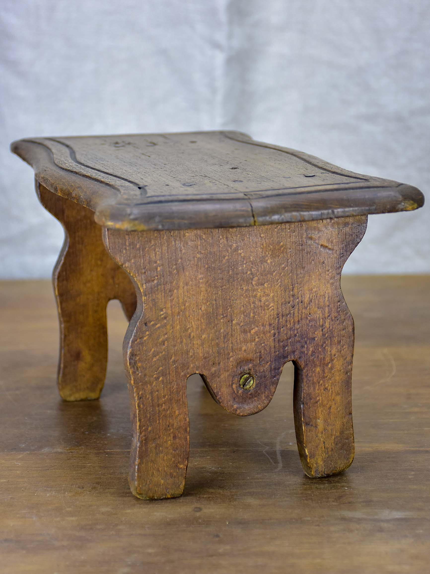 Antique French wooden footstool