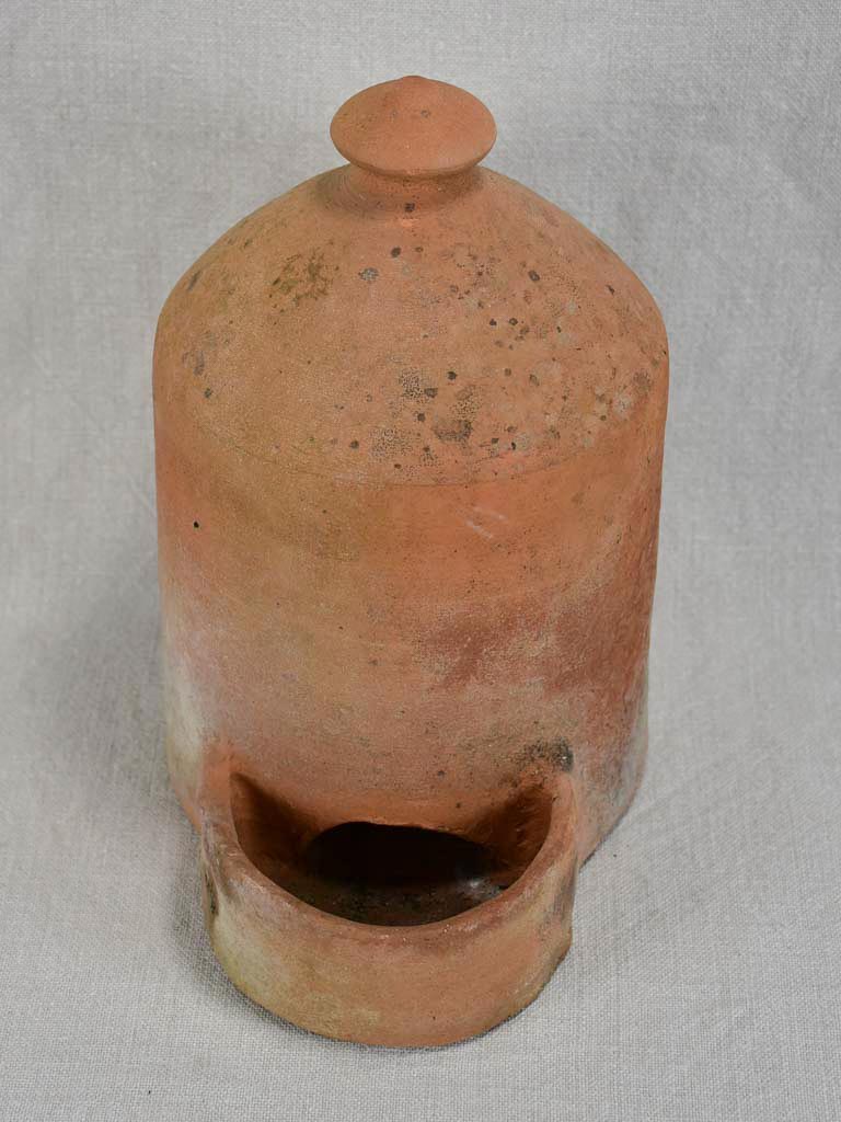 Folk art clay bird feeder / drinking shelter 10¾"