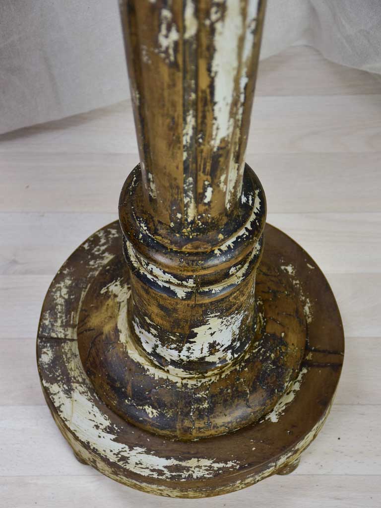 Timeworn French pedestal - twisted wooden column 43"