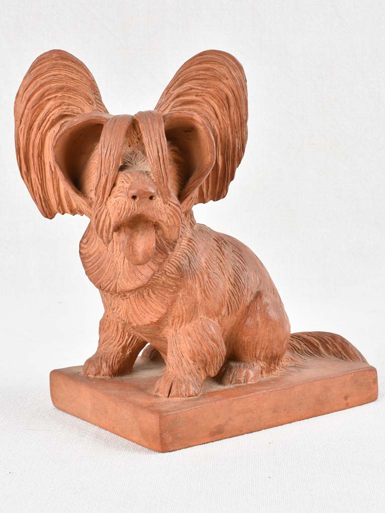 Antique 'papillon' clay sculpture signed 'Clem'