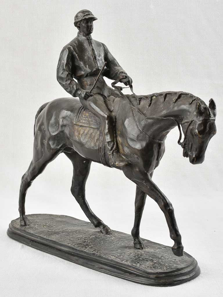 Antique Bronze Jockey Sculpture by Mène