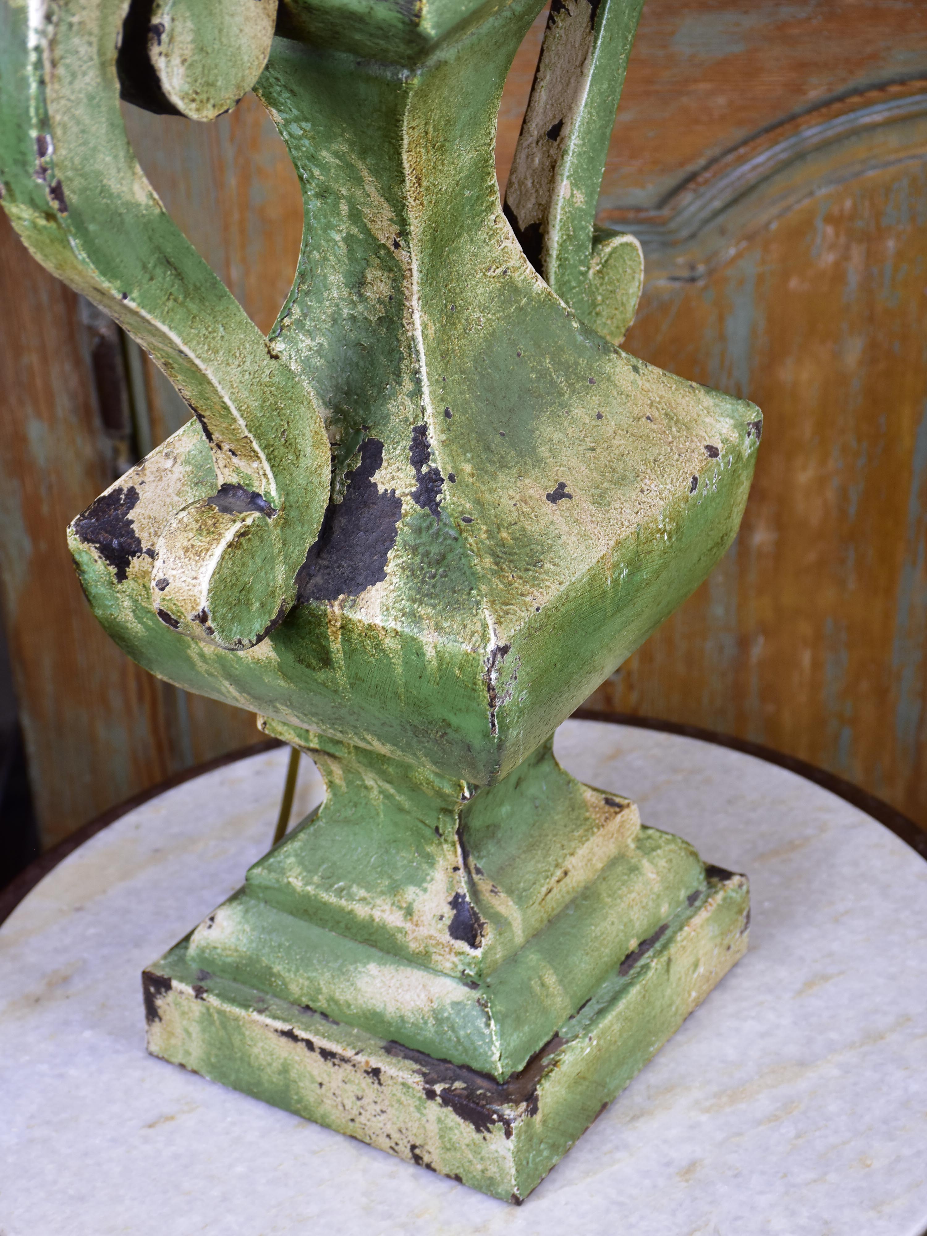 Vintage French lamp with green tole base