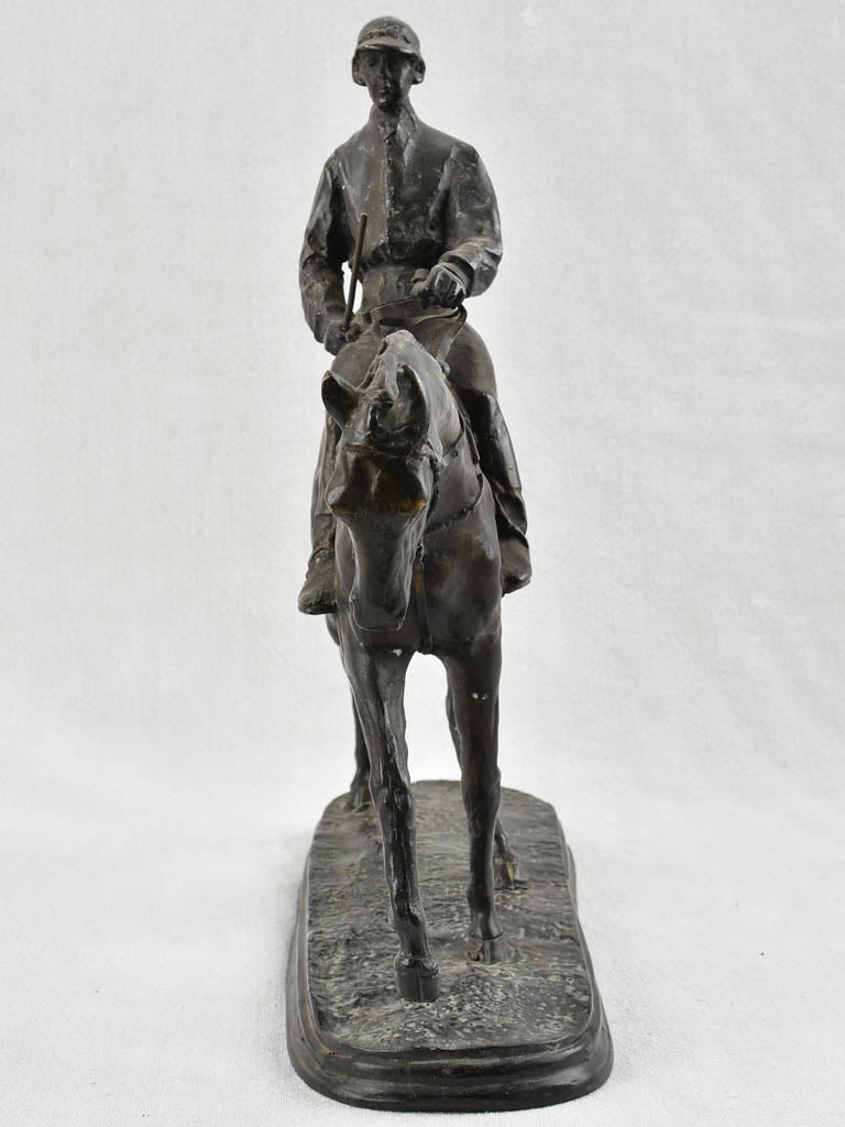 Vintage Bronze Jockey on a Horse