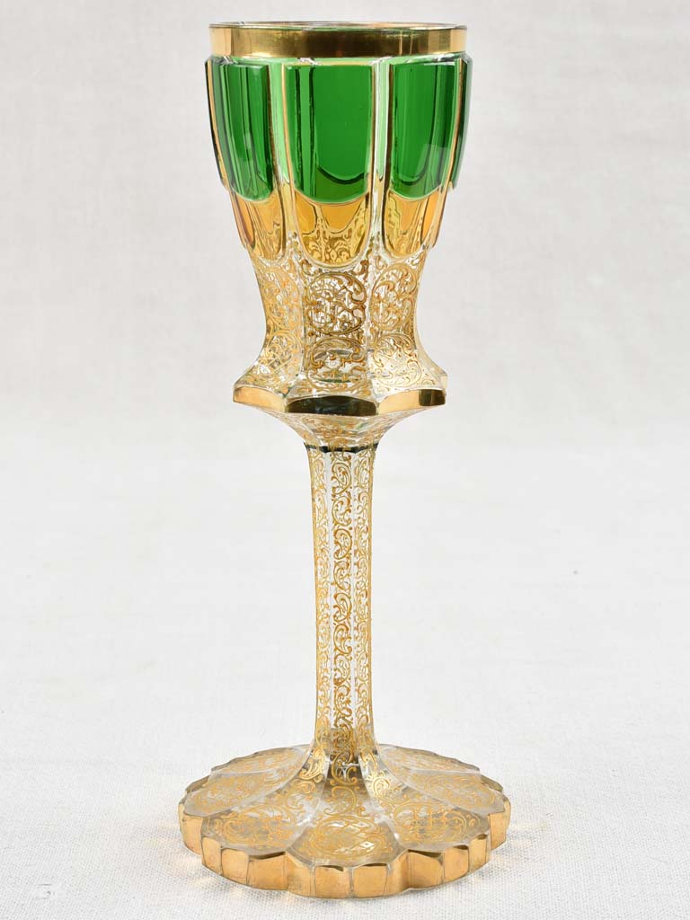 Elegant handmade 19th-century Bohemian wine glass