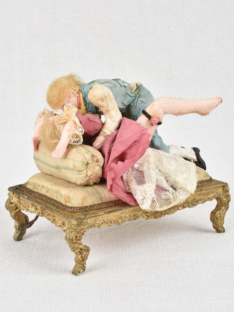 19th century erotic sculpture of copulating couple 5½"