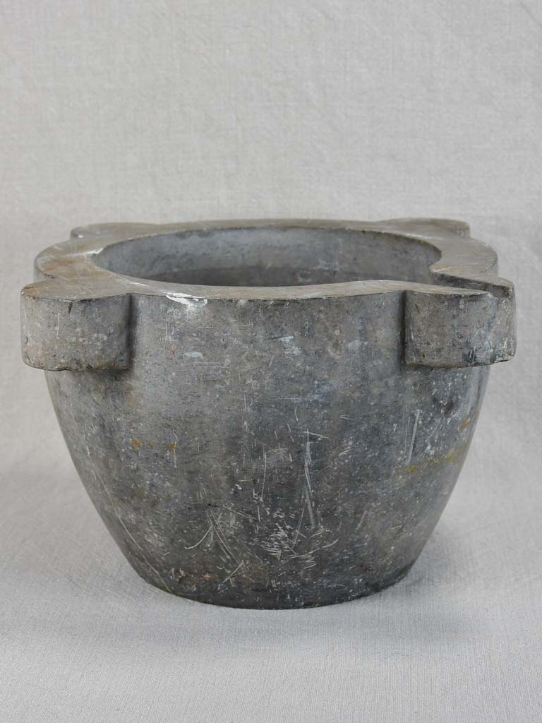 19th century grey marble mortar 14½"