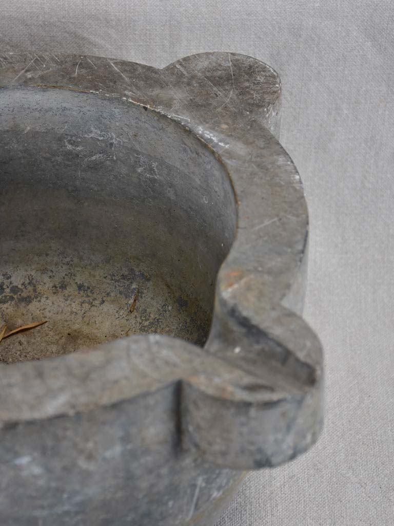 19th century grey marble mortar 14½"