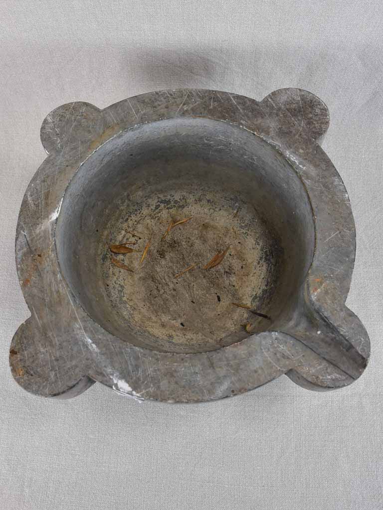 19th century grey marble mortar 14½"