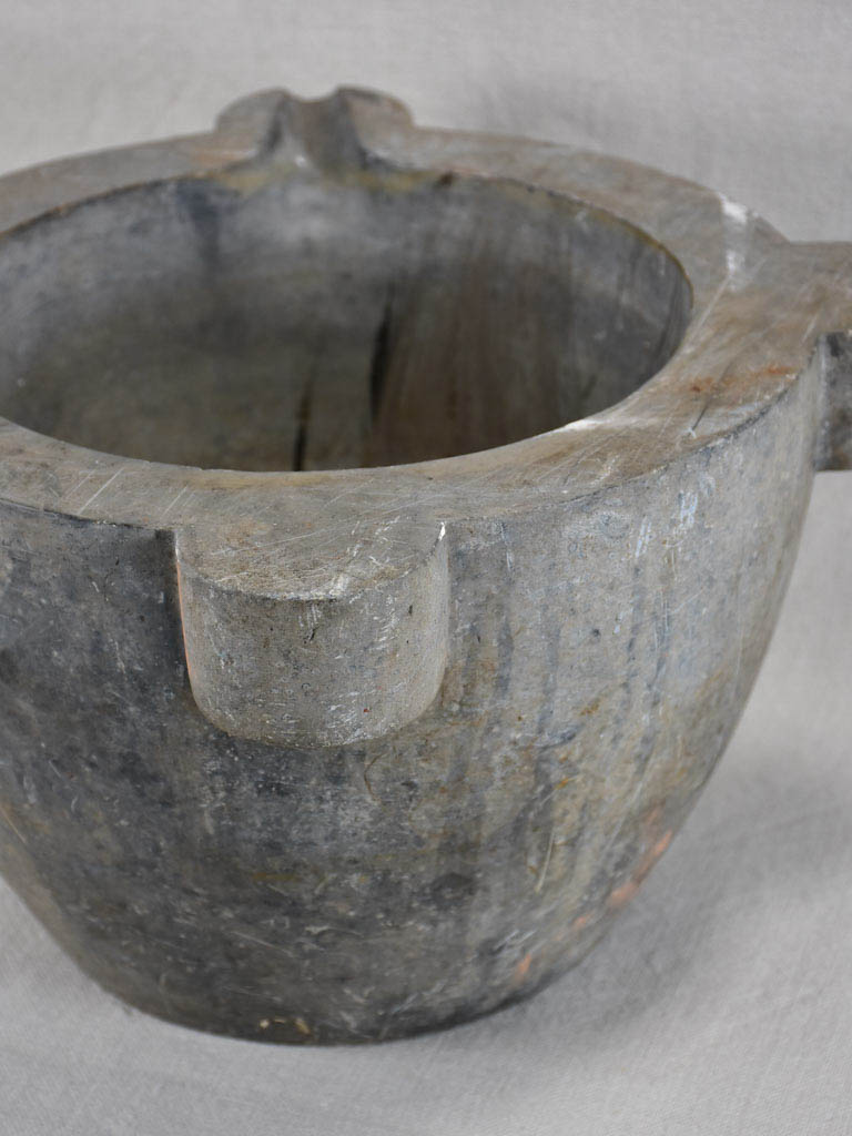 19th century grey marble mortar 14½"