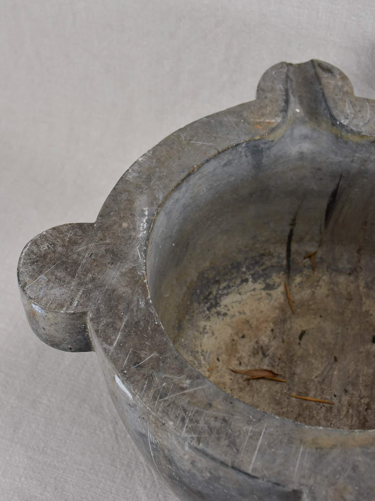 19th century grey marble mortar 14½"