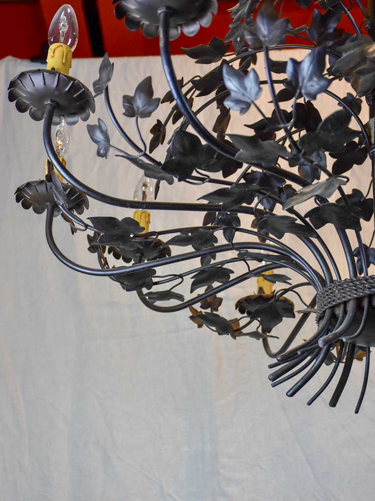 Very large 12-light chandelier - black ivy