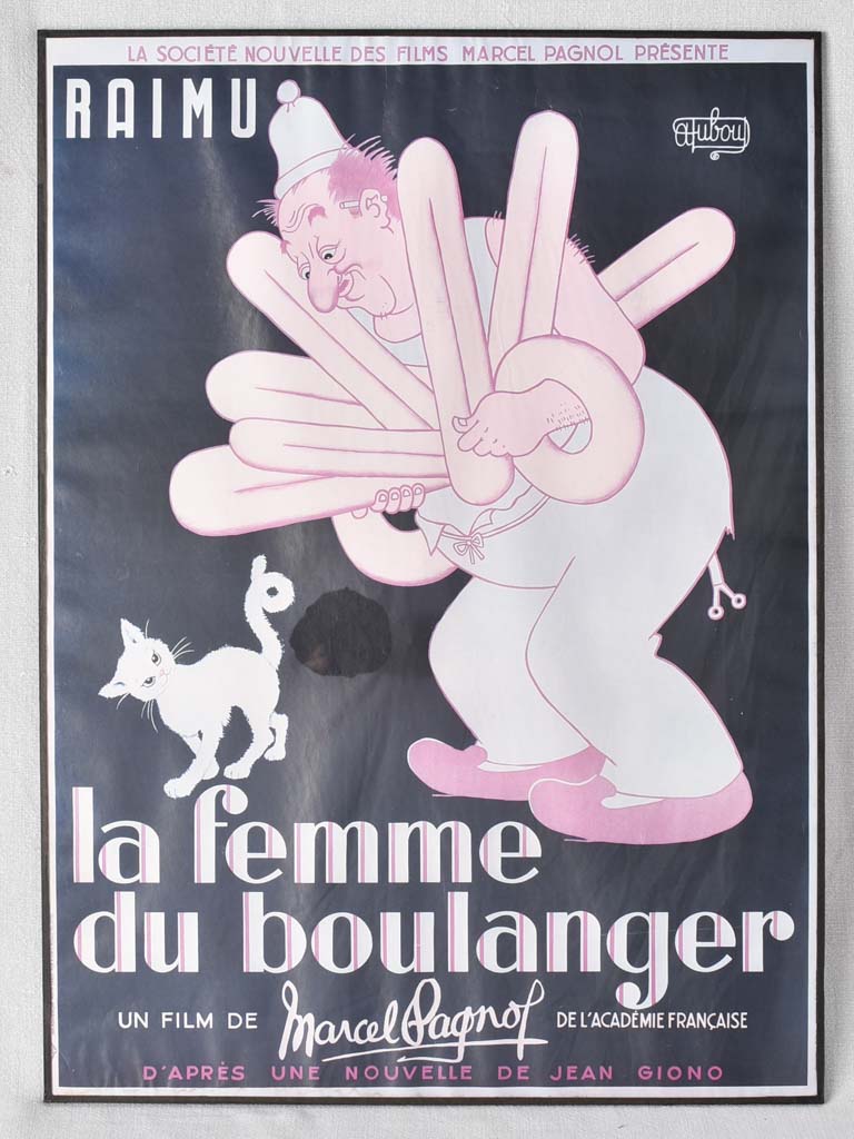 VIntage film poster Macel Pagnol - La Femme du boulanger 19¾" x 26¾"