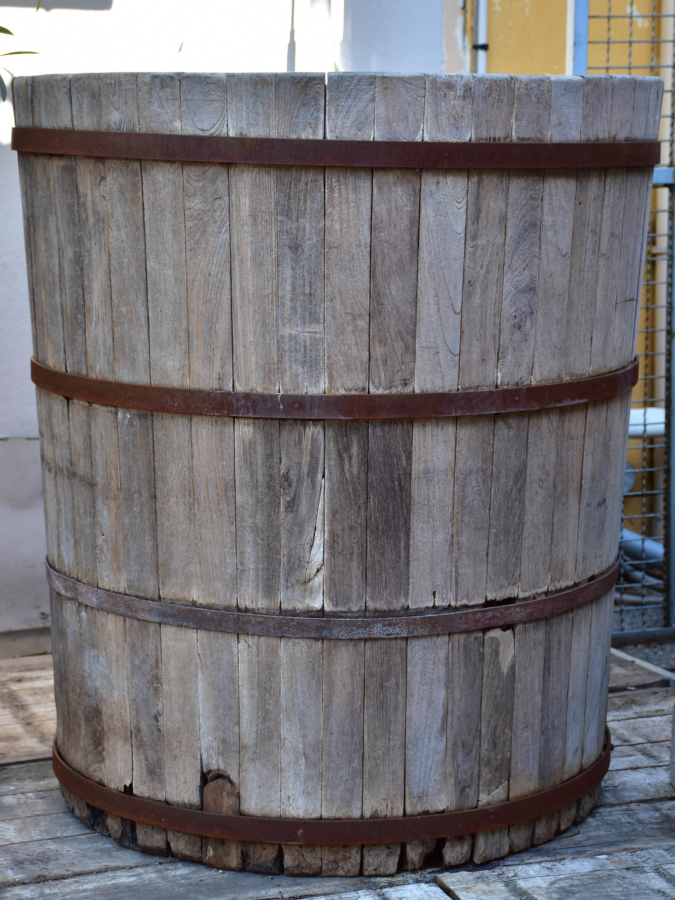 Two very large teak garden planters