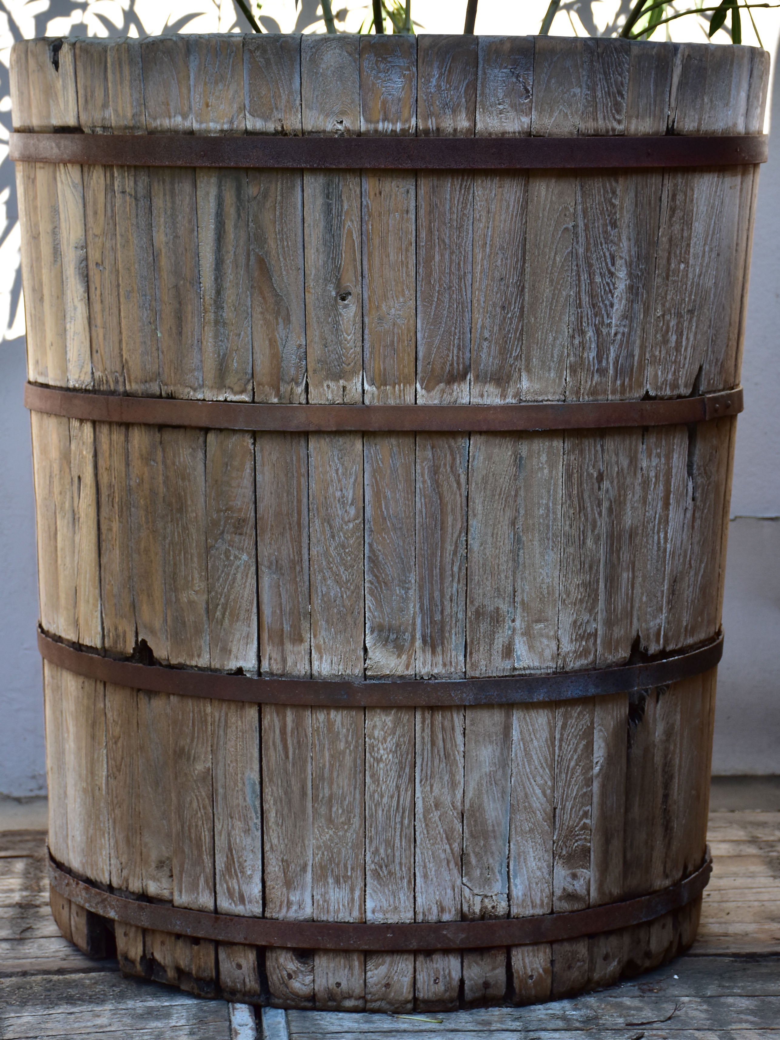 Two very large teak garden planters