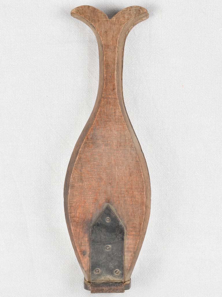 Vintage beechwood fish-shaped bottarga press